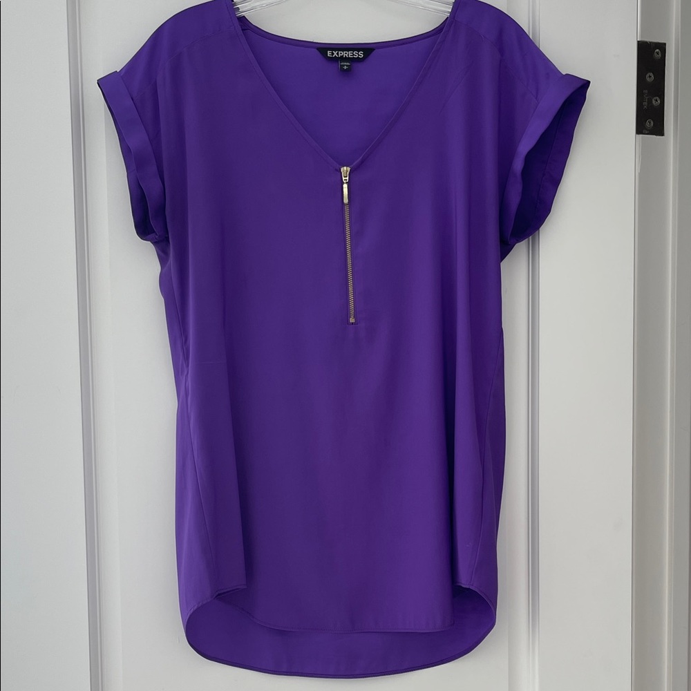 Express Women's Vibrant Purple Zipper Blouse